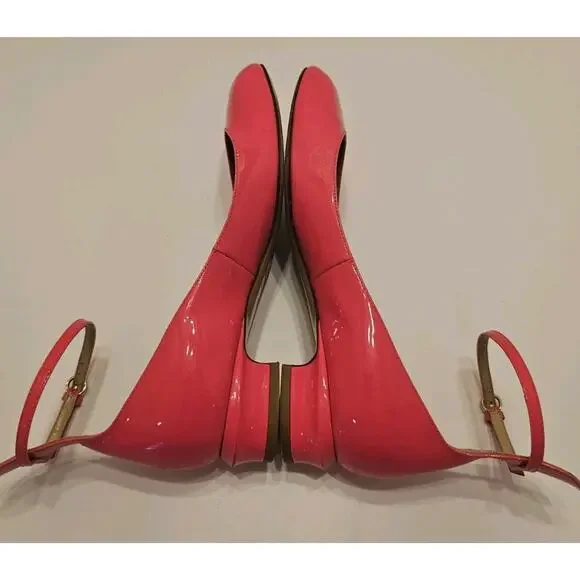 Valentino Garavani 37 Pink‎ Fuchsia Patent Tango Ankle Strap Ballet Low Heel - Picture 7 of 16